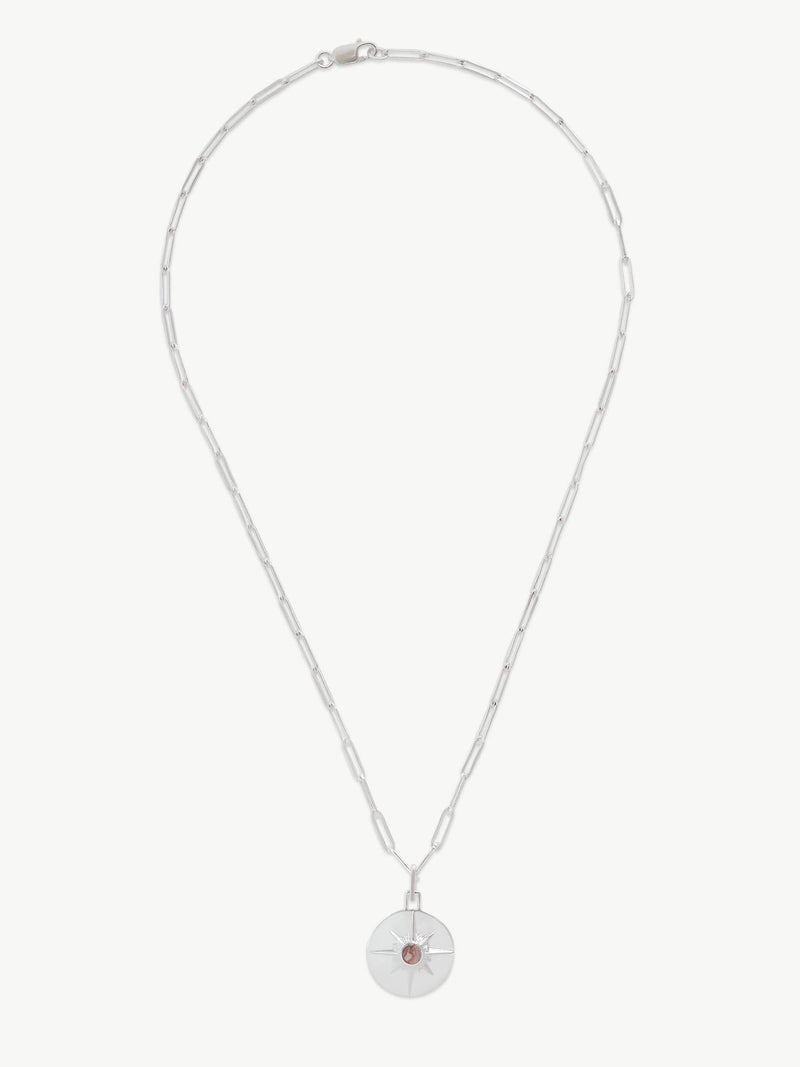 Under Her Eyes ASTRID NECKLACE <br> Sterling Silver - Pink Rhodochrosite Silver / Silver