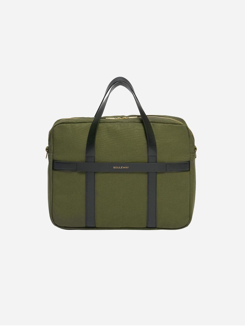 Souleway Natural Cotton Canvas Laptop Bag | Dark Olive Dark Olive