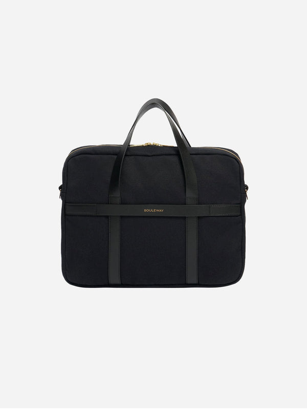 Souleway Natural Cotton Canvas Laptop Bag | Night Black Night Black