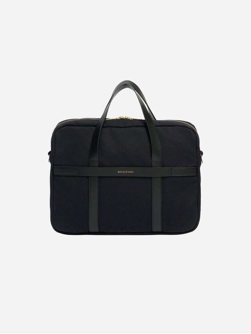 Souleway Natural Cotton Canvas Laptop Bag | Night Black Night Black