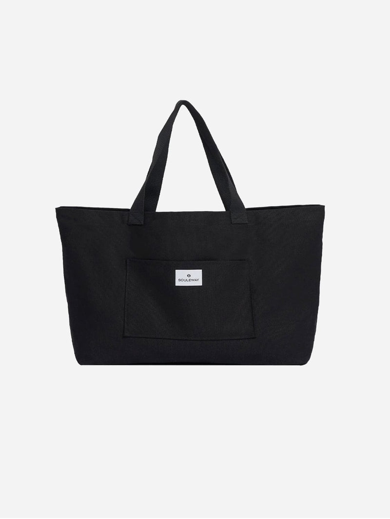 Souleway Natural Cotton Canvas Shopper | Black Black/Black