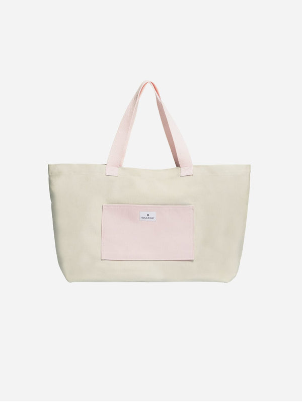 Souleway Natural Cotton Canvas Shopper | Sand & Pink Sand/Pink