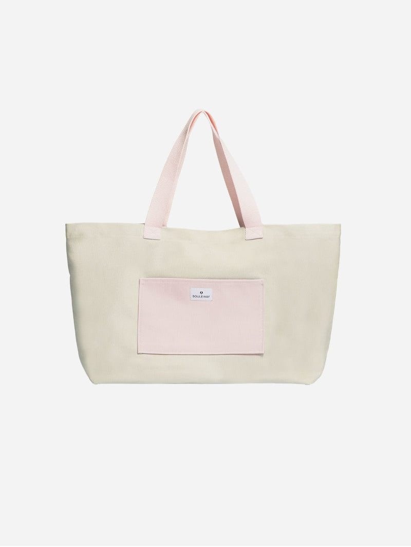 Souleway Natural Cotton Canvas Shopper | Sand & Pink Sand/Pink