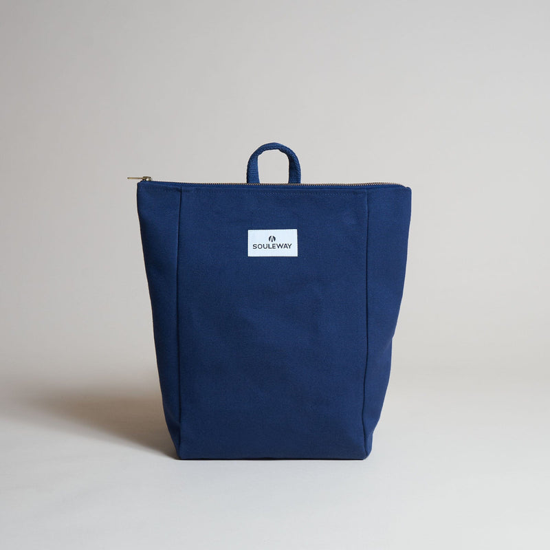 Souleway Natural Cotton Canvas Simple Backpack S | Multiple Colours Navy Blue