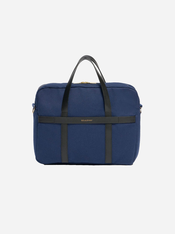 Souleway Natural Cotton Canvas Laptop Bag | Multiple Colours Navy Blue