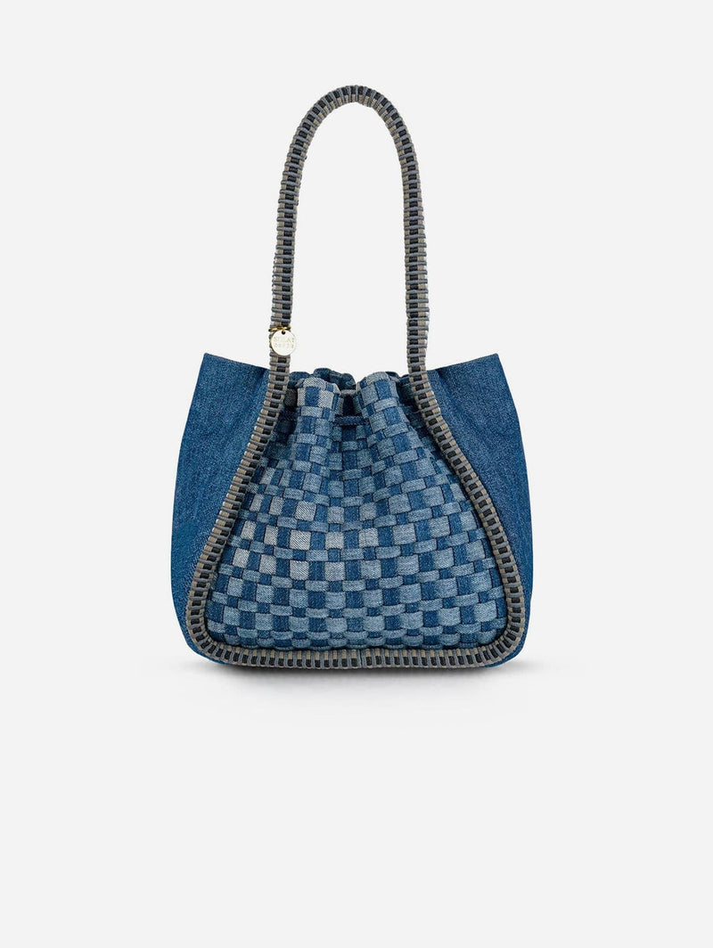 Stelar Negara Gathered Mini Denim Tote Bag | Blue