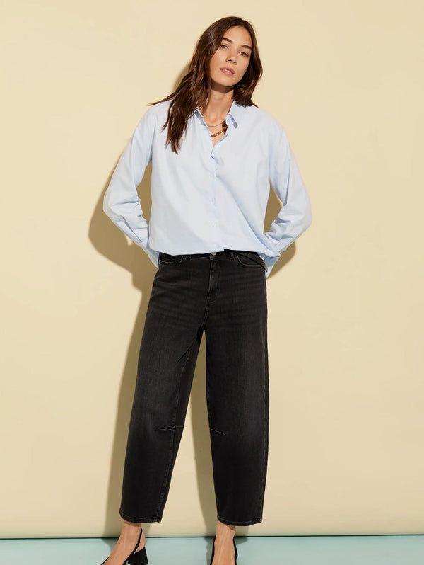 Nixi Organic Stretch Cotton Denim Barrel Jeans | Washed Black