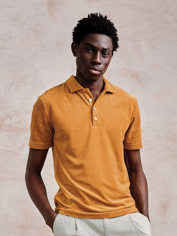 KOMODO OLLIE - Organic Cotton Terry Polo - Golden Brown