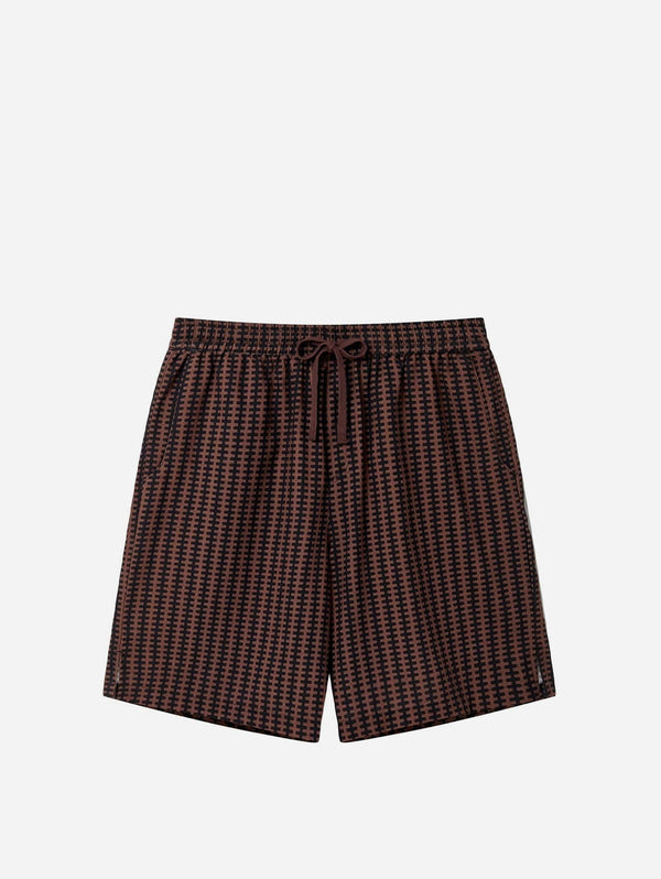 KOMODO Jerry Men's Organic Linen Cotton Shorts | Brown Stripe