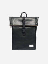 Immaculate Vegan - Souleway Oleatex Vegan Olive Leather Foldtop Backpack | Night Black Night Black