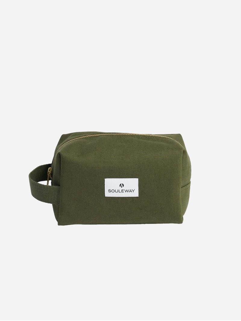 Souleway Natural Cotton Canvas Classic Washbag S | Dark Olive Dark Olive