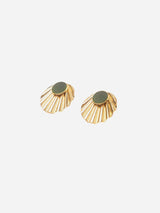 Immaculate Vegan - Rive Claire Ondine 24ct Gold Plated Stud Earrings | Dark Green & Gold