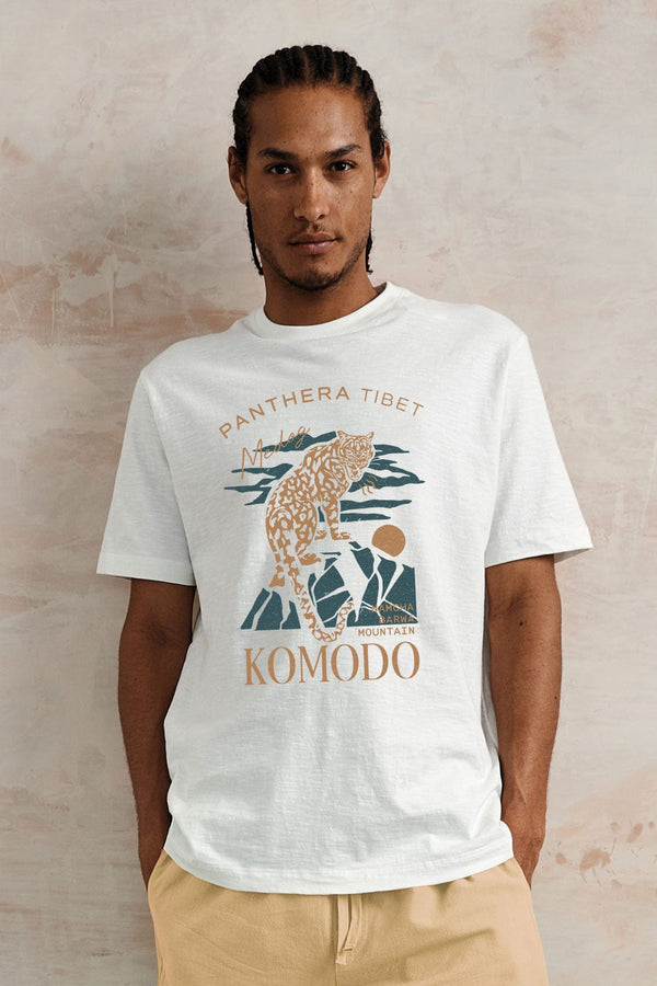 KOMODO PANTHERA - Organic Cotton Tee - White