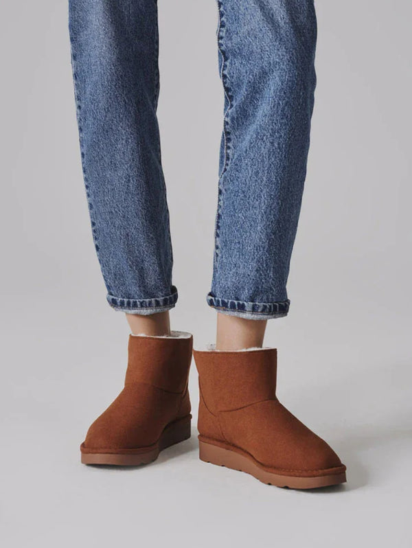 Classic Unisex Vegan Faux Sheepskin Short Boots | Caramel Crystal
