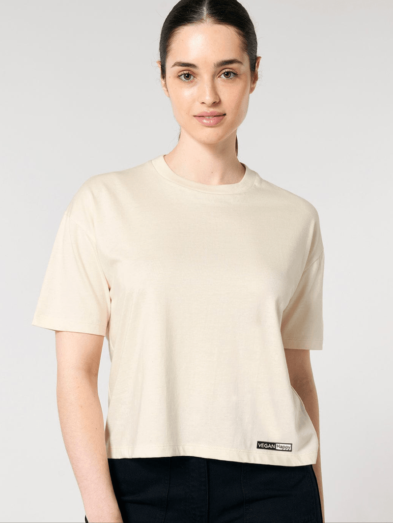 VEGAN Happy Orgainc Cotton Women's Nova Boxy T-Shirt  | Multiple Colours Natural Raw / UK12 / EU40 / US8