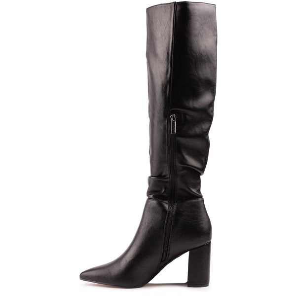 Peach Women's Vegan Leather Knee High Boots | Black