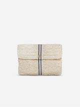 Immaculate Vegan - Stelar Savaya Raffia Clutch Bag | Black & Cream