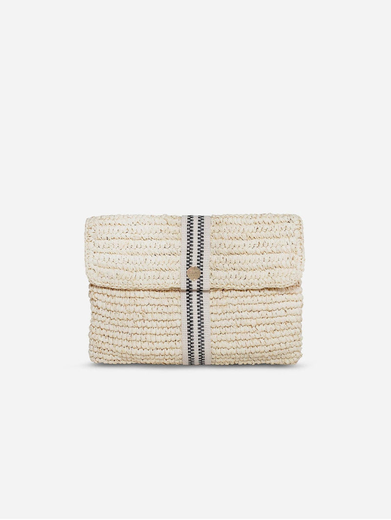 Stelar Savaya Raffia Clutch Bag | Black & Cream