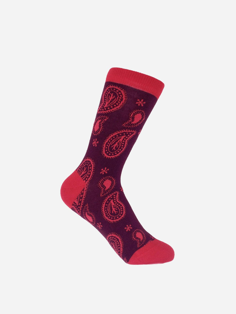 Peper Harow Paisley Women's Organic Cotton Socks | Burgundy