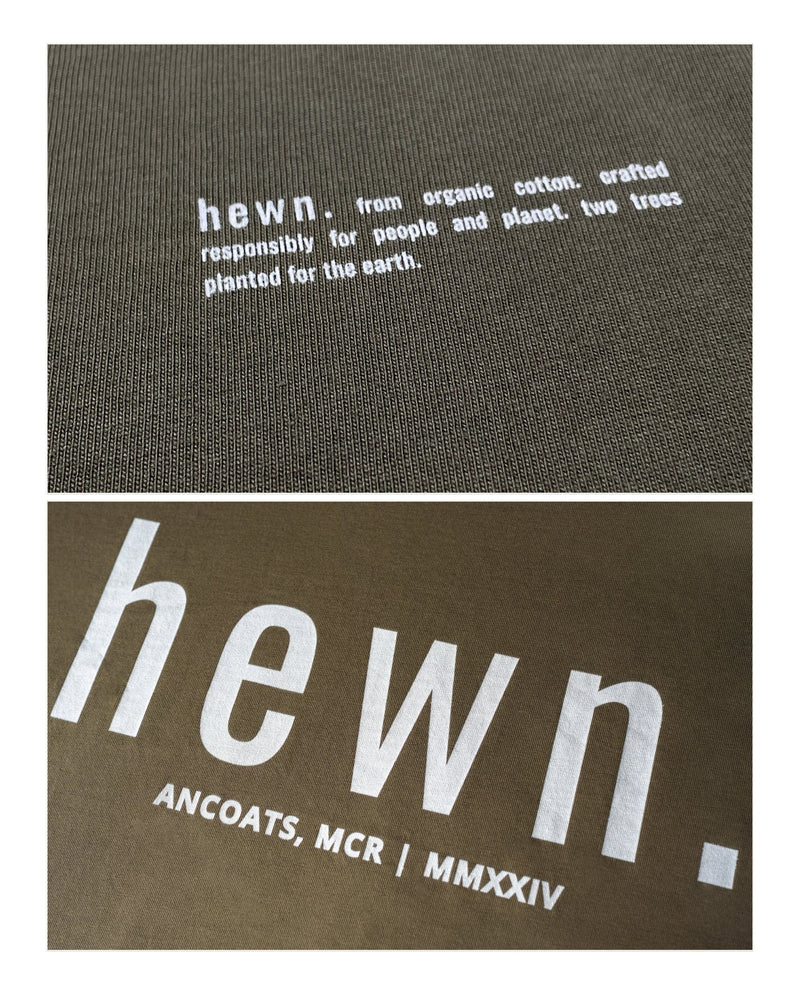 hewn. Mens Organic Cotton Signature Oversized T-shirt in Pine Green Khaki