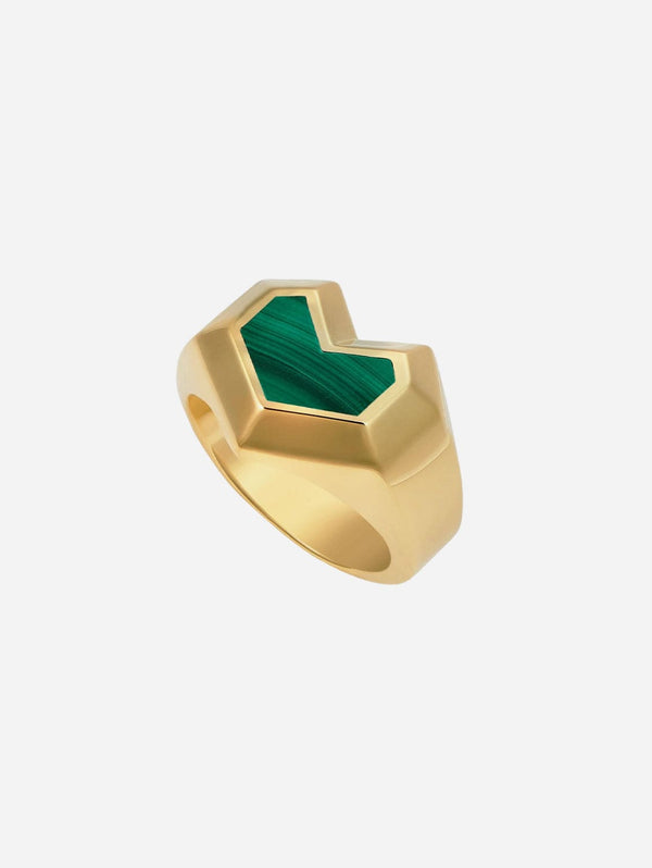 Under Her Eyes DARYL RING <br> 18k Gold Plated - Malachite