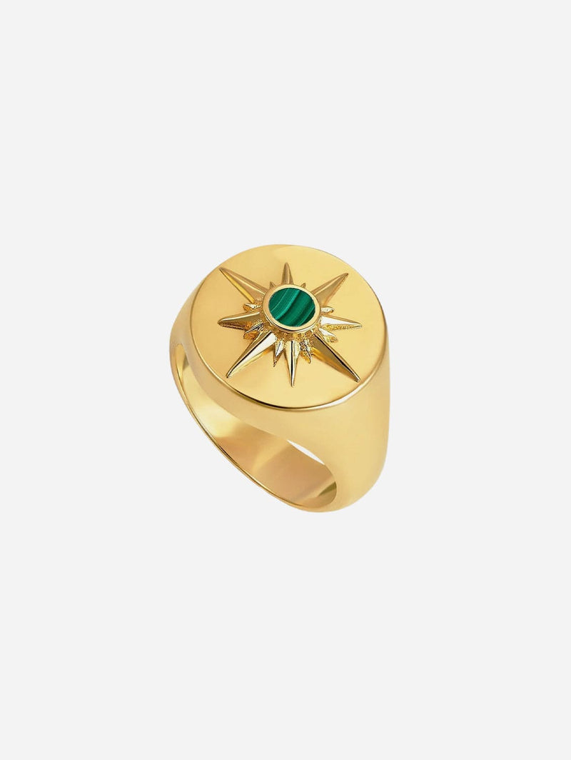 Under Her Eyes ASTRID RING <br> 18k Gold Plated - Malachite