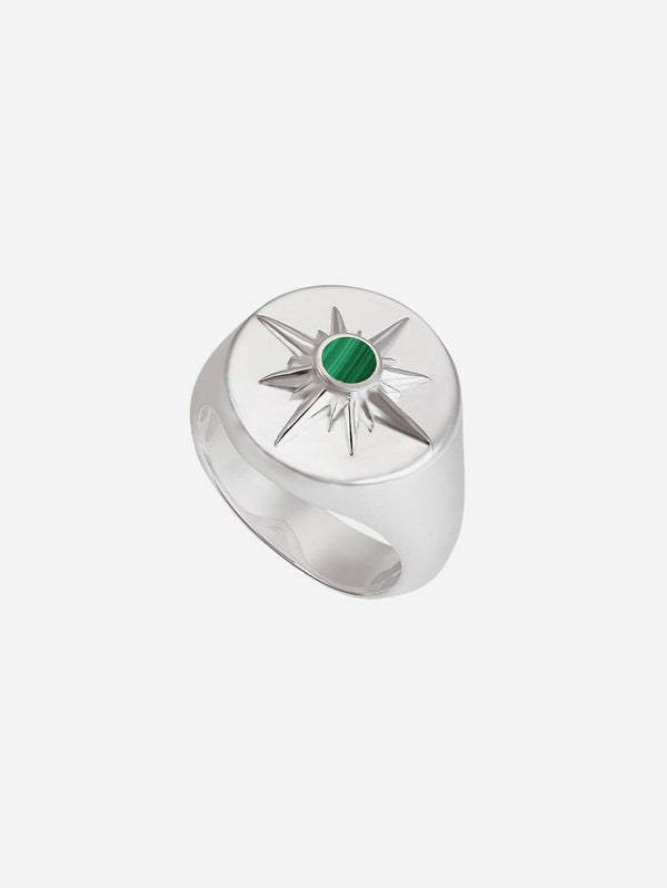 Under Her Eyes ASTRID RING <br> Sterling Silver - Malachite