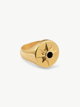 Immaculate Vegan - Under Her Eyes ASTRID RING <br> 18k Gold Plated - Onyx