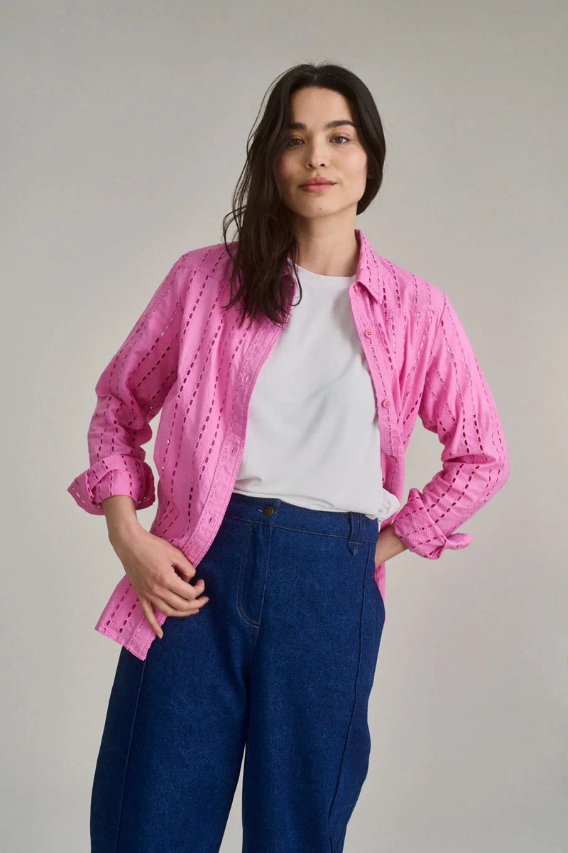 KOMODO Rio Women's Organic Broderie Anglaise Shirt | Pink