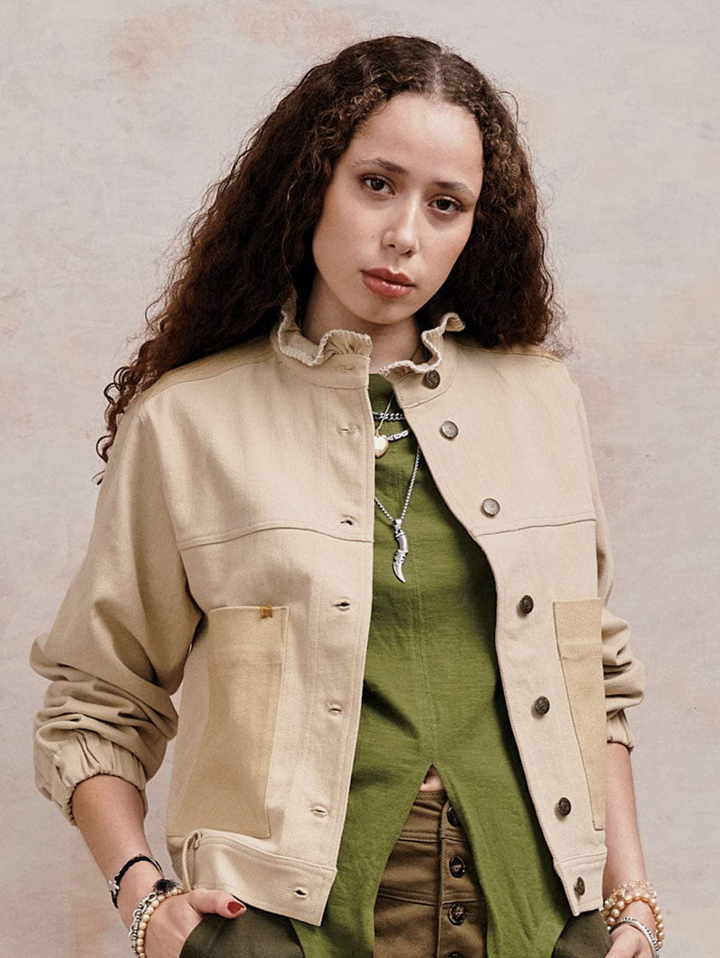 KOMODO RUFFLE - Organic Cotton Jacket - Dark Sand