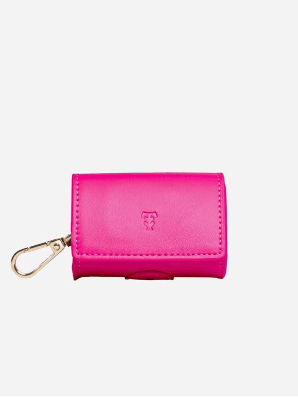 Tails & Bloom Vegan Leather Poop Bag Holder | Raspberry Pink