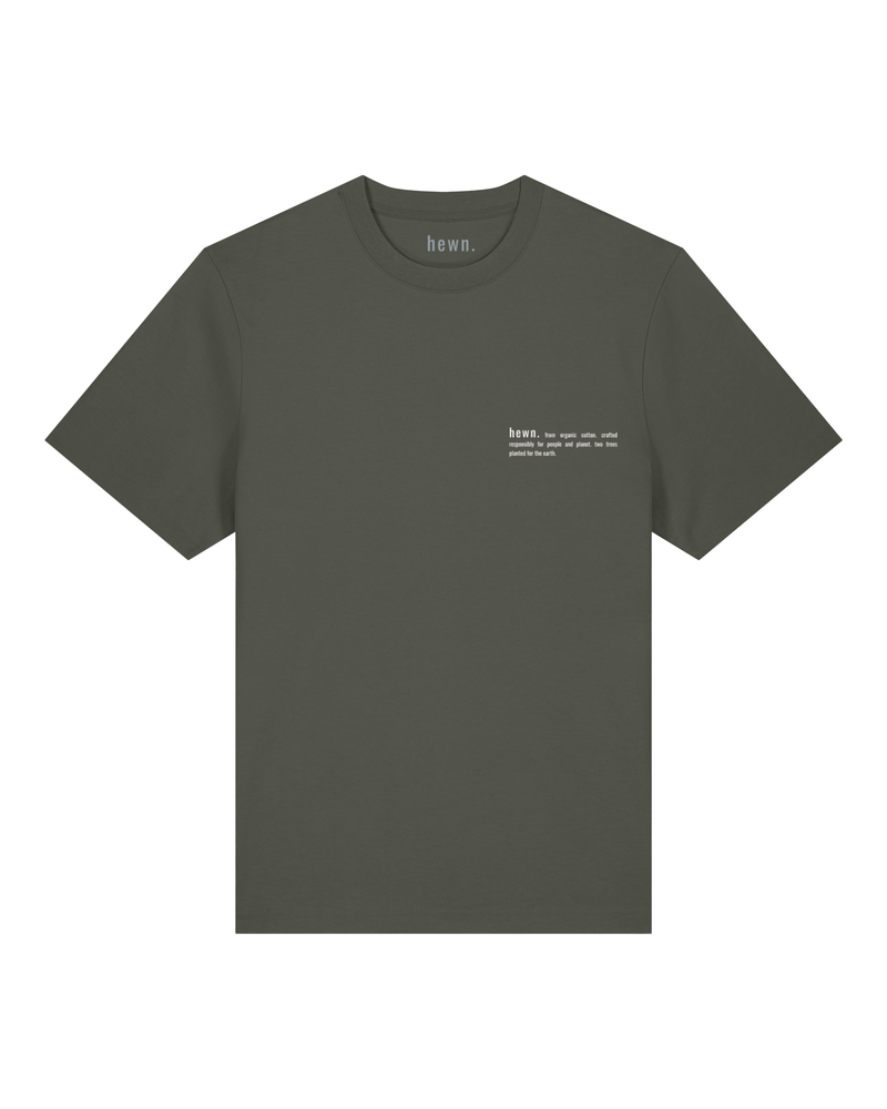 hewn. Womens Organic Cotton Relaxed-Fit T-shirt in Pine Green Khaki