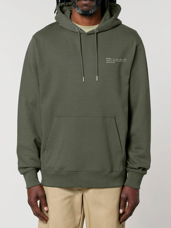 hewn. Mens Organic Cotton Relaxed-fit Hoodie in Pine Green Khaki