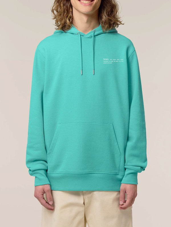 hewn. Mens Organic Cotton Relaxed-fit Hoodie in Lagoon Blue