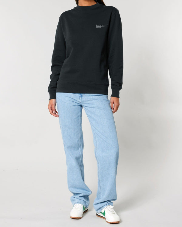 hewn. Womens Organic Cotton Relaxed-fit Sweatshirt in Jet Black