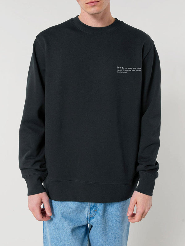hewn. Mens Organic Cotton Relaxed-fit Sweatshirt in Jet Black
