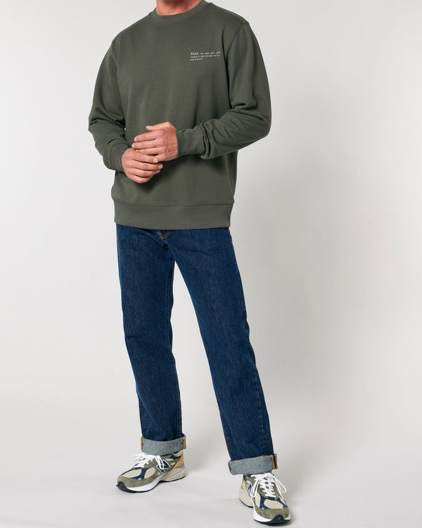 hewn. Mens Organic Cotton Relaxed-fit Sweatshirt in Pine Green Khaki