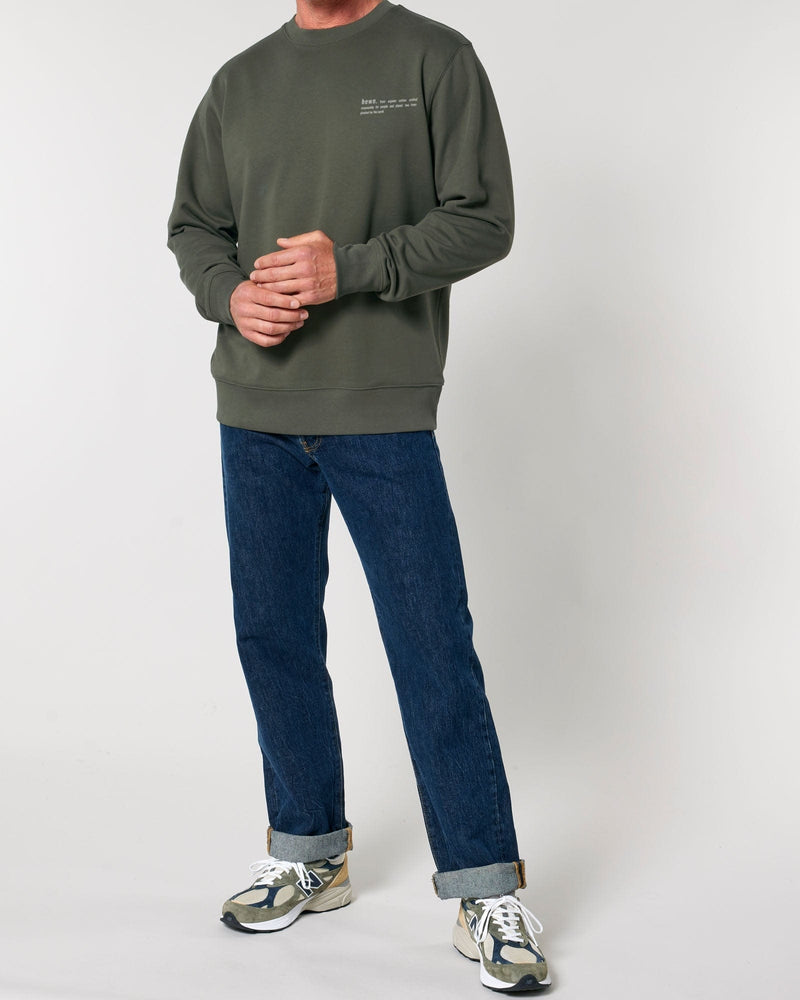 hewn. Mens Organic Cotton Relaxed-fit Sweatshirt in Pine Green Khaki