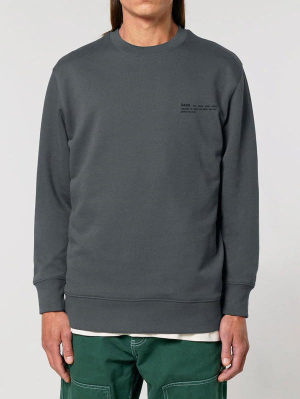 hewn. Mens Organic Cotton Relaxed-fit Sweatshirt in Anthracite