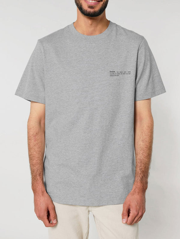 hewn. Mens Organic Cotton Relaxed-Fit T-shirt in Rock Grey Marl
