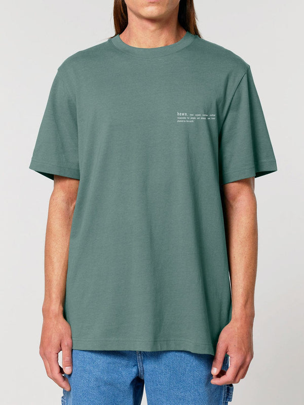hewn. Mens Organic Cotton Relaxed-Fit T-shirt in Eucalyptus Green
