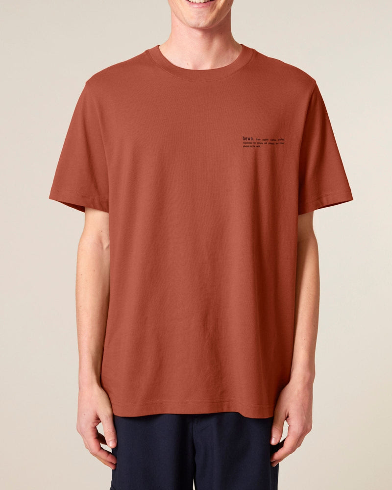 hewn. Mens Organic Cotton Relaxed-Fit T-shirt in Clay Brown