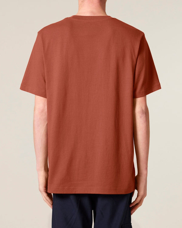 hewn. Mens Organic Cotton Relaxed-Fit T-shirt in Clay Brown