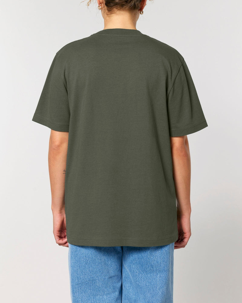 hewn. Womens Organic Cotton Relaxed-Fit T-shirt in Pine Green Khaki