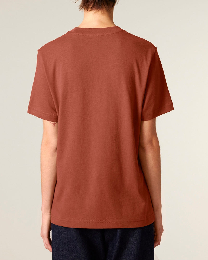 hewn. Womens Organic Cotton Relaxed-Fit T-shirt in Clay Brown