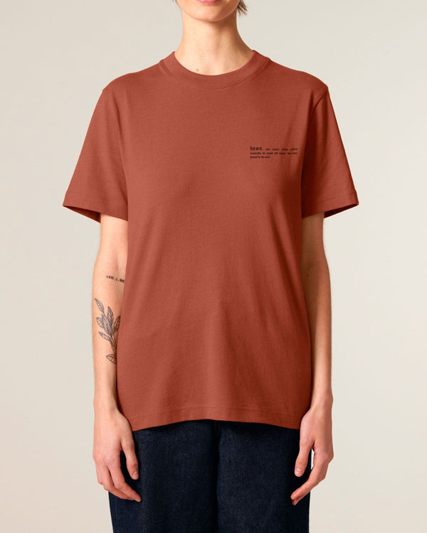 hewn. Womens Organic Cotton Relaxed-Fit T-shirt in Clay Brown