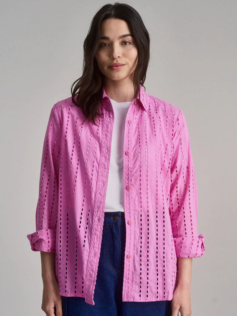 KOMODO Rio Women's Organic Broderie Anglaise Shirt | Pink