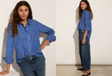 Immaculate Vegan - Rishma Organic Cotton Stripe Shirt | Blue & White Stripe