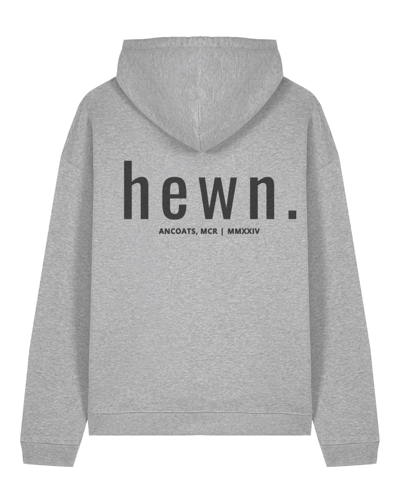 hewn. Mens Organic Cotton Signature Oversized Hoodie in Rock Grey Marl