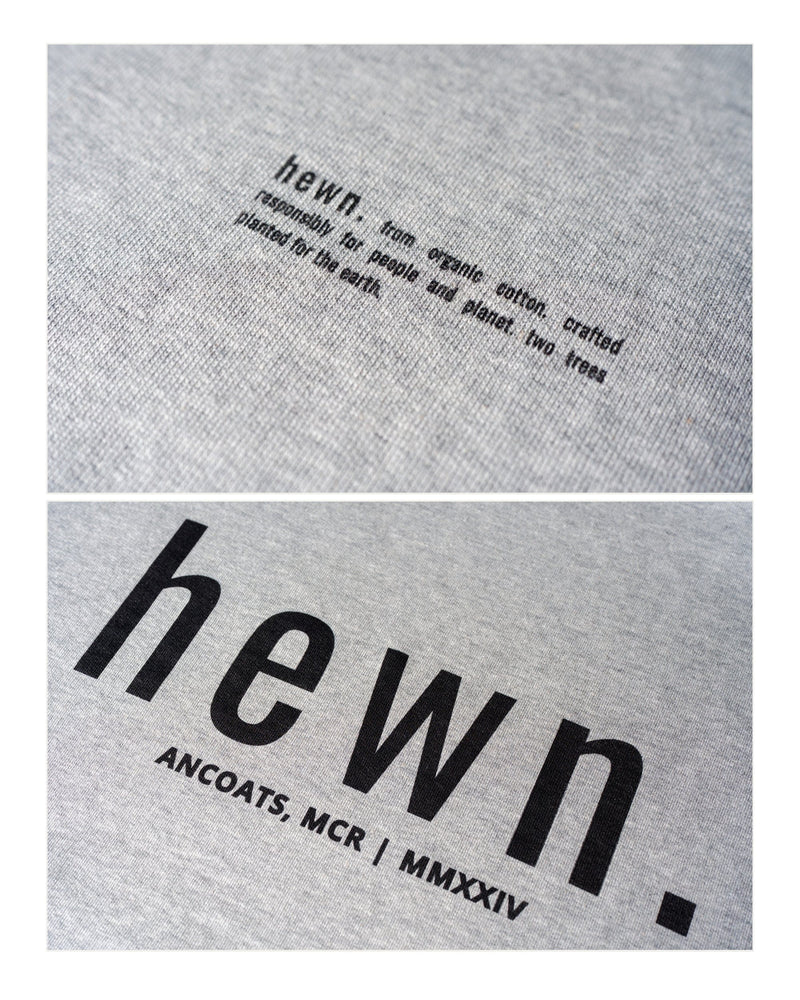 hewn. Mens Organic Cotton Signature Oversized Hoodie in Rock Grey Marl